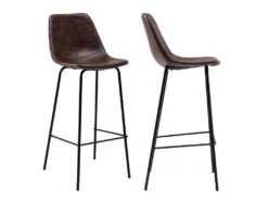 Lot De 2 Tabourets De Bar Vintage LUCIEN Marron - Hauteur D'assise 75cm - HAPPY GARDEN -Electroménager Soldes tabouret de bar 9218961