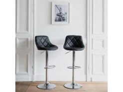 Lot De 2 Tabourets De Bar Noir JASPER - HAPPY GARDEN