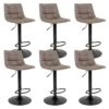 MAGNUS - Lot De 6 Tabourets Acier Et Tissu Marron Clair -Electroménager Soldes tabouret de bar 9218987