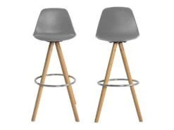 Lot De 2 Tabourets Scandinaves TOBIAS Gris Avec Coussin - HAPPY GARDEN -Electroménager Soldes tabouret de bar 9219011