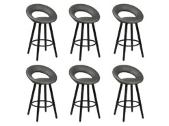 LOTHAR - Lot De 6 Tabourets Gris Et Noirs