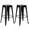 BOBBY - Lot De 2 Tabourets Hauts Métalliques Noirs H76.5cm -Electroménager Soldes tabouret de bar 9219031