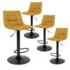 MAGNUS - Lot De 4 Tabourets Acier Et Tissu Jaune Moutarde 1 MAGNUS - Lot De 4 Tabourets Acier Et Tissu Jaune Moutarde -Electroménager Soldes tabouret de bar 9219057