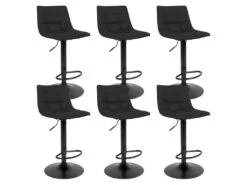 MAGNUS - Lot De 6 Tabourets Acier Et Tissu Noir