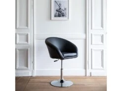 Tabouret De Bar En Simili Noir GABIN - HAPPY GARDEN