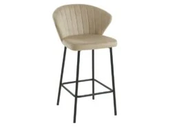 Lot De 2 Tabourets - Velours Et Métal - Beige - CRUSTI -Electroménager Soldes tabouret de bar 9794349