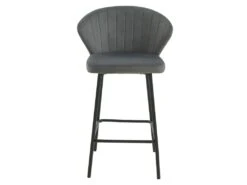 Lot De 2 Tabourets - Velours Et Métal - Gris - CRUSTI 12 Lot De 2 Tabourets - Velours Et Métal - Gris - CRUSTI -Electroménager Soldes tabouret de bar 9914671