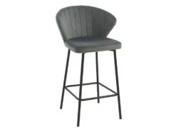 Lot De 2 Tabourets - Velours Et Métal - Gris - CRUSTI 13 Lot De 2 Tabourets - Velours Et Métal - Gris - CRUSTI -Electroménager Soldes tabouret de bar 9914687