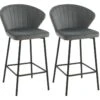 Lot De 2 Tabourets - Velours Et Métal - Gris - CRUSTI -Electroménager Soldes tabouret de bar 9914697