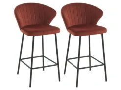 Lot De 2 Tabourets - Velours Et Métal - Beige - CRUSTI -Electroménager Soldes tabouret de bar 9925769 1