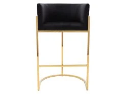 Tabouret De Bar En Velours Et Acier Inoxydable - Noir Et Doré - PERIA De Pascal MORABITO -Electroménager Soldes tabouret haut 10765899
