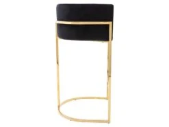 Tabouret De Bar En Velours Et Acier Inoxydable - Noir Et Doré - PERIA De Pascal MORABITO -Electroménager Soldes tabouret haut 10766047