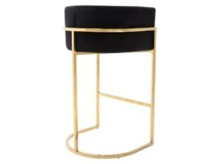 Tabouret De Bar En Velours Et Acier Inoxydable - Noir Et Doré - PERIA De Pascal MORABITO -Electroménager Soldes tabouret haut 10766049
