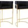 Lot De 2 Tabourets De Bar En Velours Et Acier Inoxydable - Noir Et Doré - PERIA De Pascal MORABITO -Electroménager Soldes tabouret haut 10768455