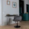 Tabouret De Bar En Velours Gris NOLAN - HAPPY GARDEN -Electroménager Soldes tabouret haut 10779247