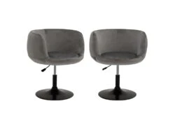 Tabouret De Bar En Velours Gris NOLAN - HAPPY GARDEN -Electroménager Soldes tabouret haut 10779251