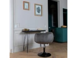 Tabouret De Bar En Velours Gris NOLAN - HAPPY GARDEN -Electroménager Soldes tabouret haut 10779257
