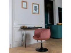 Tabouret De Bar En Velours Rose NOLAN - HAPPY GARDEN