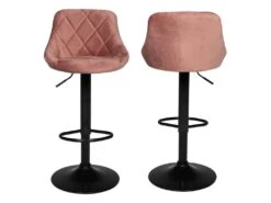 Lot De 2 Tabourets De Bar En Velours Rose ROBIN - HAPPY GARDEN -Electroménager Soldes tabouret haut 10779843