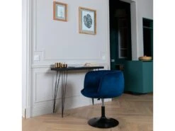 Tabouret De Bar En Velours Bleu NOLAN - HAPPY GARDEN