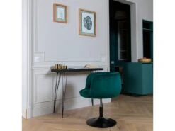 Tabouret De Bar En Velours Vert NOLAN - HAPPY GARDEN