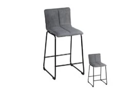 Duo De Tabourets De Bar Gris Tissu/Métal - RANG