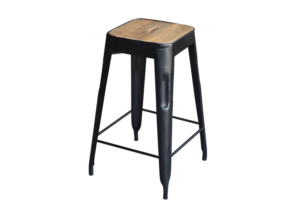 Tabouret De Bar Bois Massif/Métal - MISKA 3 Tabouret De Bar Bois Massif/Métal - MISKA