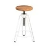 Tabouret De Bar Métal Blanc/Bois Massif - CHALERSTON