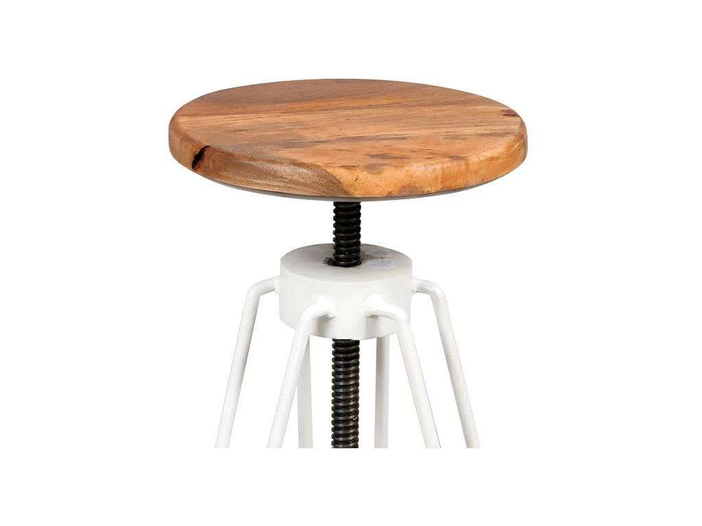Tabouret De Bar Métal Blanc/Bois Massif - CHALERSTON 4 Tabouret De Bar Métal Blanc/Bois Massif - CHALERSTON – Image 2