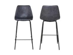 Lot De 2 Tabourets De Bar Vintage LUCIEN Gris Foncé - Hauteur D'assise 65cm - HAPPY GARDEN -Electroménager Soldes tabouret haut 11212741