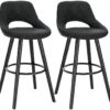 Lot De 2 Tabourets De Bar En Revêtement Tissu Avec Pieds En Bois Anthracite 19_0000563