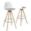 KAYELLES Lot De 2 Tabourets Design Scandinave Coussin SANA (blanc Gris) -Electroménager Soldes tabouret haut 11224871