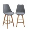 KAYELLES Lot De 2 Chaises Hautes De Bar Scandinave TIKA (Gris) -Electroménager Soldes tabouret haut 11224963