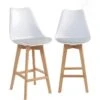 KAYELLES Lot De 2 Chaises Hautes De Bar Scandinave TIKA (Blanc Gris) -Electroménager Soldes tabouret haut 11224973