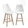 KAYELLES Lot De 2 Chaises Hautes De Bar Scandinave TIKA (Blanc) -Electroménager Soldes tabouret haut 11224985