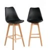 KAYELLES Lot De 2 Chaises Hautes De Bar Scandinave TIKA (Noir)