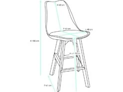 KAYELLES Lot De 2 Chaises Hautes De Bar Scandinave TIKA (Noir) -Electroménager Soldes tabouret haut 11225003