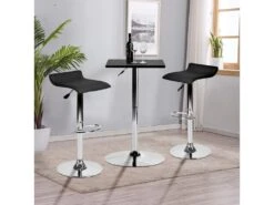Lot De 2 Tabourets De Bar Pivotants Réglables En Cuir PU Noir Avec Base Chromée Et Repose-pieds -Electroménager Soldes tabouret haut 11245551