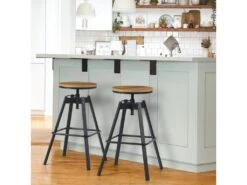 Lot De 2 Tabourets De Bar Industriel Métal Et Bois - NOTUS A