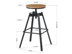 Lot De 2 Tabourets De Bar Industriel Métal Et Bois - NOTUS A -Electroménager Soldes tabouret haut 11333437