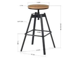 Lot De 2 Tabourets De Bar Industriel Métal Et Bois - NOTUS A -Electroménager Soldes tabouret haut 11333445