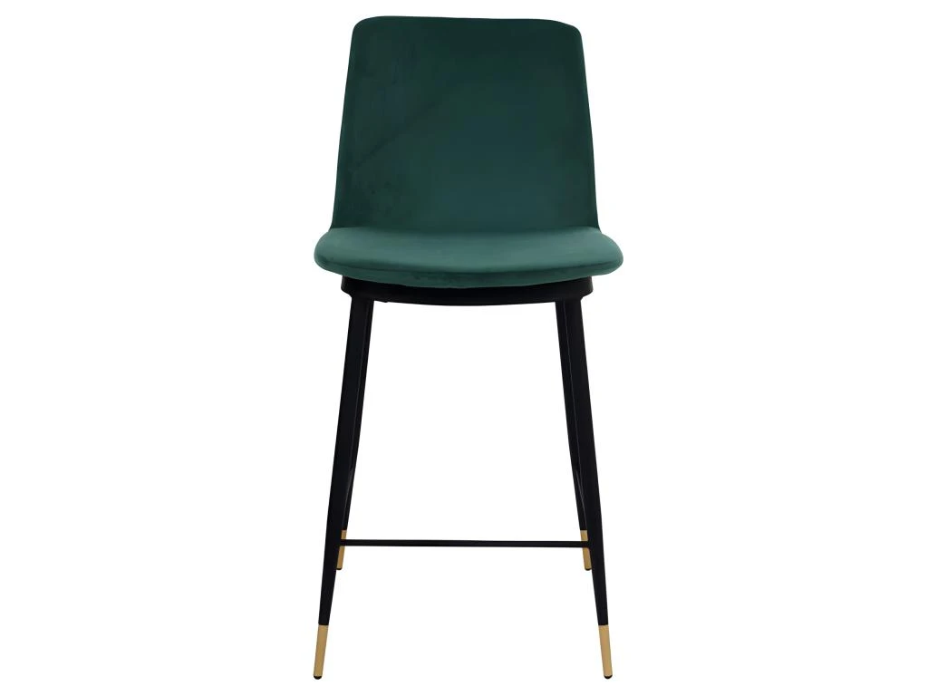 ENZO - Chaise De Bar En Velours Sauge, Métal Noir Et Doré, (x2) 6 ENZO - Chaise De Bar En Velours Sauge, Métal Noir Et Doré, (x2) – Image 4