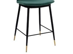 ENZO - Chaise De Bar En Velours Sauge, Métal Noir Et Doré, (x2) 11 ENZO - Chaise De Bar En Velours Sauge, Métal Noir Et Doré, (x2) -Electroménager Soldes tabouret haut 11546751