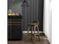 JUDE - Tabouret De Bar Vintage Marron Et Bois Teinté Noyer(x2)