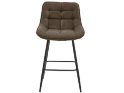 GRANT - Fauteuil De Bar Vintage En Microfibre Marron Et Métal Noir (x4) -Electroménager Soldes tabouret haut 11546901