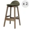 JUDE - Tabouret De Bar Vintage Army Et Bois Teinté Noyer(x2) -Electroménager Soldes tabouret haut 11546943