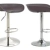 Lot De 2 Tabourets De Bar Assise Réglable En Hauteur Et Pivotant En Plastique Marron Pieds Tulipe En Métal Chromé Avec Repose-pieds TDB10274