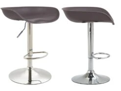 Lot De 2 Tabourets De Bar Assise Réglable En Hauteur Et Pivotant En Plastique Marron Pieds Tulipe En Métal Chromé Avec Repose-pieds TDB10274