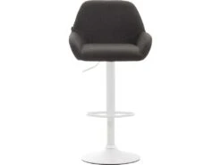 Lot De 2 Tabourets De Bar Moderne Et Confortable En Tissu Gris Foncé Pieds Trompette En Métal Blanc 10_0000333 -Electroménager Soldes tabouret haut 12437267