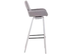 Lot De 2 Tabourets De Bar En Tissu Gris Pieds En Bois De Chêne Blanc Design Original Robuste Et Confortable 10_0000412 -Electroménager Soldes tabouret haut 12437415